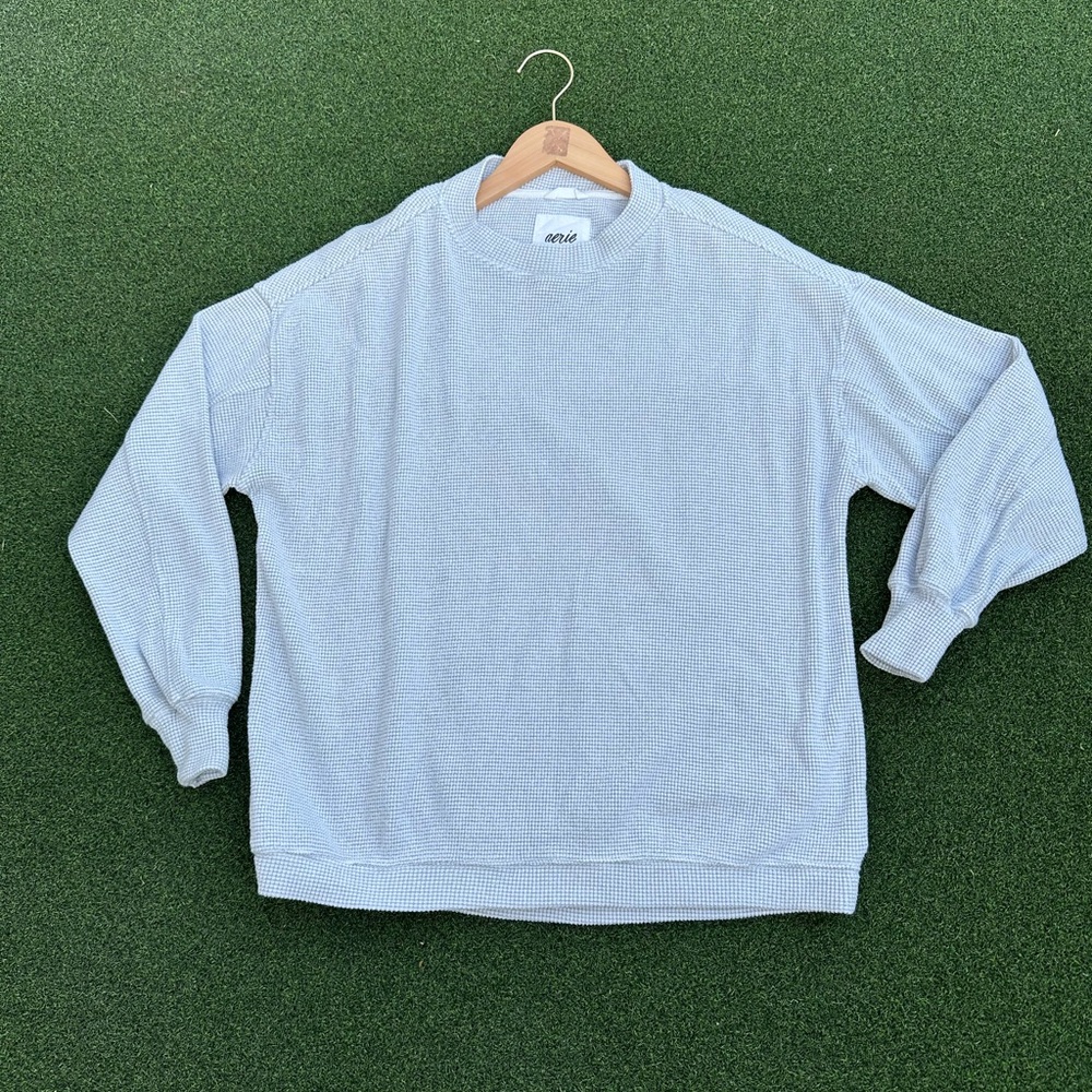 Aeria women’s s Light Gray Crewneck oversized Sweater Sz XS - Picture 2 of 9